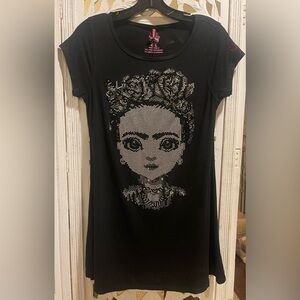 Ay Güey Frida Kahlo Rhinestone Graphic Tee Size L